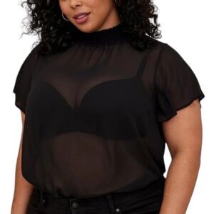 Torrid Black Sheer Blouse